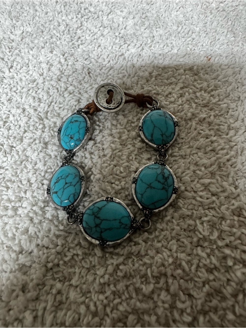 Turquoise Oval Link Bracelet for Women